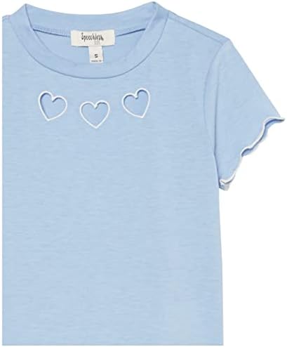 Графичка плетена маица со кратки ракави на девојчиња без зборови