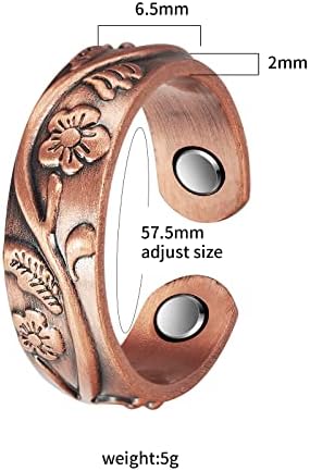 99,9% чист бакарен прстен со магнетни прстени од 3 парчиња жени, прсти, палецот
