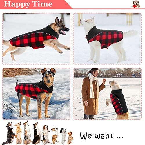Реверзибилно куче зимско палто ладно временско јакна за големи средни кучиња ， ветровито водоотпорна британска карирана топла кучиња елек облека