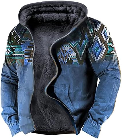 Зимски јакни Xiaxogool, машка шерпа наредена јакна од руно худи целосна поштенска топла нејасна ветровитска палта со моторни јакни со