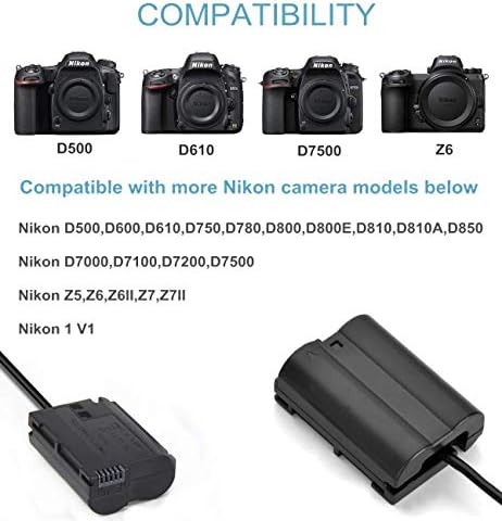 Kimaru EH-5B AC адаптер за напојување EP-5B DC DC Coupler EN-EL15 Dummy Батерии комплет за Nikon D7500 D7200 D7000 D7100 Z6 Z7 D750 D780