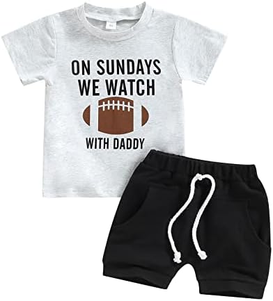 Детето бебе момче лето облека облека во недела гледаме фудбал со тато маица+џогер шорцеви поставени 2 парчиња