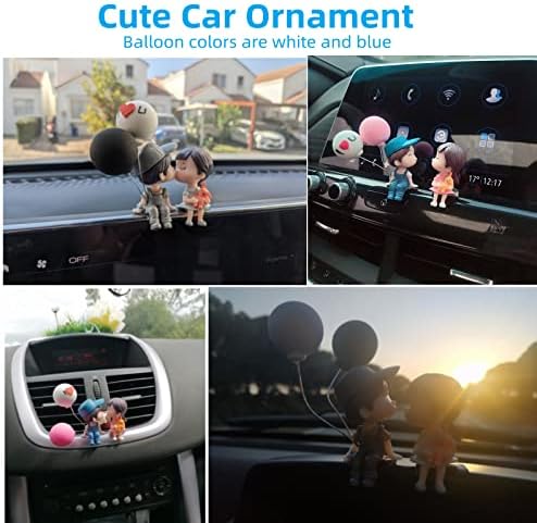 Декорација на табла за автомобили, 2 пакувања Прекрасна бакнеж двојки момчиња девојки слатки украси со балони украси за цртички, мали додатоци за украси за внатреш?