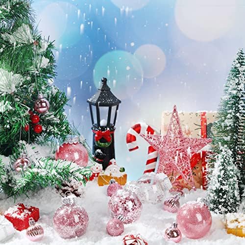 Божиќни топчиња украси поставени starвездени топки дрвја чамци поставени пластични дрвја topper starвезда чисти топки за дрвја роденденски