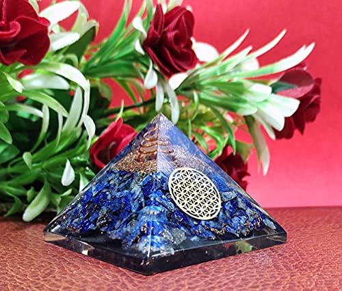 Sawcart lapis lazuli orgone crystal pyramid со цвет на животниот симбол, камена нараквица и оргон приврзок ѓердан комбо за просперитет, духовно