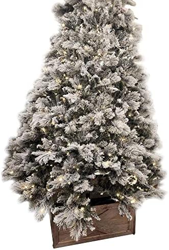 Кутија за новогодишна елка од дрво Барнвуд, изработена со вистинско рустикално преобличено дрво во САД - Декор на јака од дрво Урбана фарма куќа