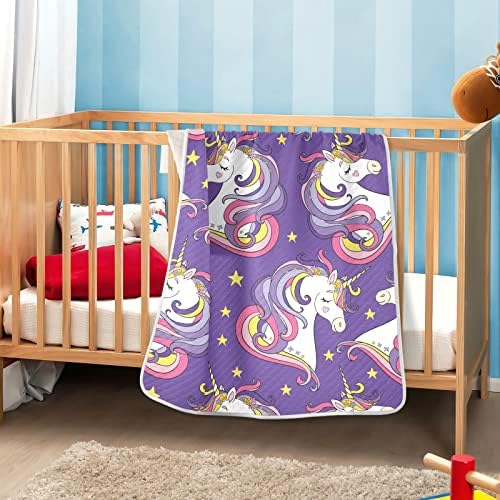 Swaddle Clabte Unicorn Stars Памучно ќебе за новороденчиња, примање ќебе, лесен меко залепено ќебе за креветчето, шетач, расадници за ќебиња,