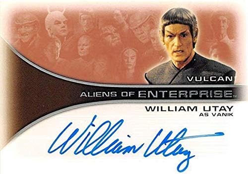 Вилијам Омеј потпиша Трговска картичка Претпријатие Вонземјани како Вулкан Ваник 2002 ѕвездени Патеки АА10 Сертифициран Вметнете 67