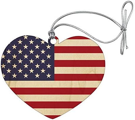 Соединетите држави на Америка Американски американски знаме на САД, срце, loveубовно дрво, украс за одмор на новогодишна елка