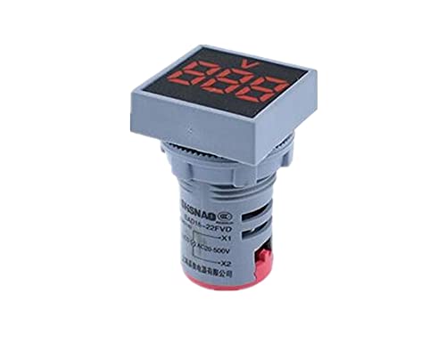 UNCASO 22 mm мини дигитален волтметар квадрат AC 20-500V напон на напон на напон на напон на напон LED индикатор за сила