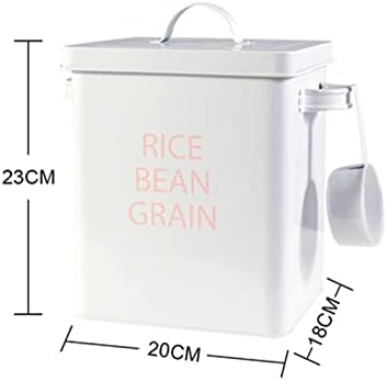 Баоблаз галванизирана кофа за складирање на железо за храна за житни житни брашно, држач за чај од ориз, бело