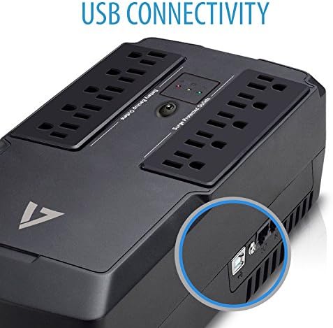 V7 UPS1DT550 - 1N UPS 550VA Десктоп, USB, Симулиран Синусен Бран, 6ms Време На Пренос, Rj-11/RJ-45 Заштита) Црно