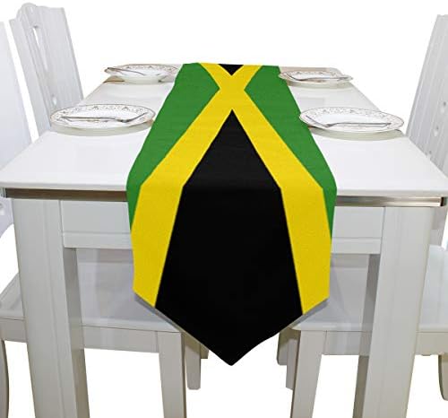 Поетичност Знаме На Јамајка Двострано Триаголник 13 Х 70 инчи Тркач На Маса За Свадба Трпезарија Кујна Маса Крпа Домашен Декор