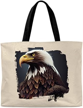 Американска торба за графички тота со орел - торба за купување на патриотски дизајн - графичка торба за тота