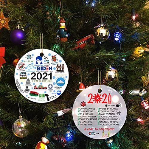 Божиќен украс, SCDOM 2021 Божиќ украс Карантин 2,9 околу две странични печатени годишно за да се запамети 2021 Пандемичен настан Орнамент Комеморативен украс, Додатоци за ?