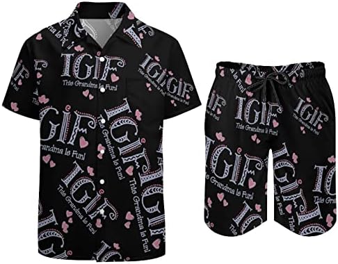 Tgif баба, wht Машки хавајски копчиња со кратки ракави со кратки ракави и панталони летни облеки на плажа лабава фит тренер