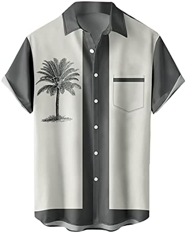 Менс мода и слободно време 3Д дигитално печатење тока џеб лапел кратки ракави кошула врвни ромпер мажи