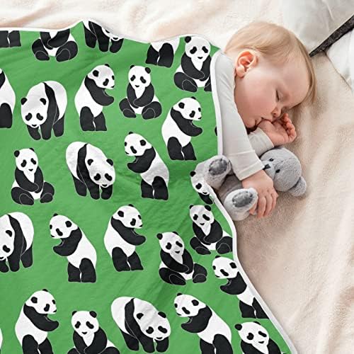 Симпатични панда зелени бебешки ќебиња за момчиња супер меко топло дете ќебиња за девојки лесна креветче ќебе фрли ќебе за креветчиња