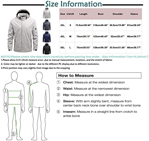 Водоотпорни јакни на YmoSrH за мажи обични спортови џемпери со долги ракави патенти со качулка, палто за зимски јакни зимски јакни