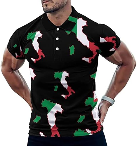 Италија Италија Италијанска мапа на знамето за мапи за машки голф-маица обична маица со кратки ракави класичен тенок фит мета врвови