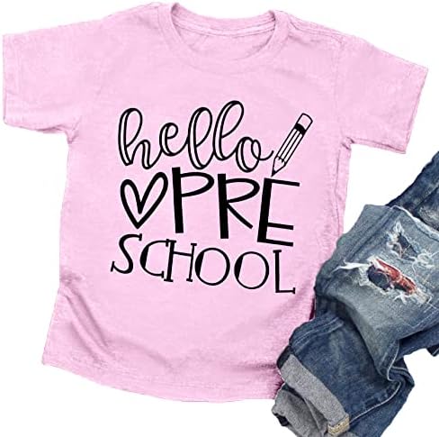 Предучилишна кошула на мрзлич за девојчиња за деца момчиња назад во училишна кошула Деца Прв ден на училишна маица