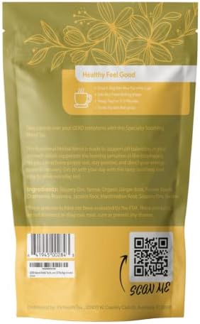 ГЕРД природен билен чај за киселина рефлукс и олеснување и поддршка на металоиди w/органски корен од ѓумбир. Вклучени се 35 кесички со чај!