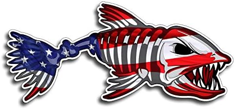 2 парчиња налепница за риби во САД - Патриотско американско знаме за риболов со винил за умирање
