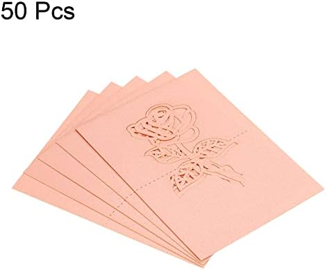Патикил табела Име на место за место, 50 парчиња фаворизирање декор за розово исечен дизајн празна картичка за картички за седење