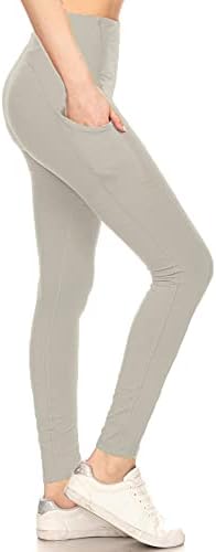 Хеланки складишта со високи половини активни јога панталони за жени со џебови - капри и целосна должина