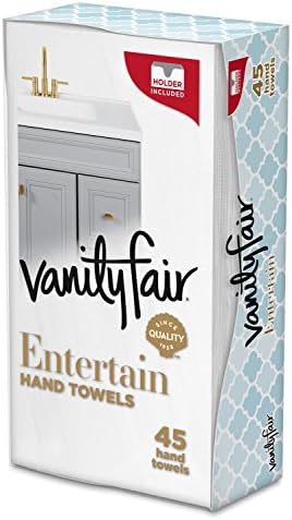 Vanity Fair Забавувајте ја рачната крпа за еднократна употреба, 45 хартиени рачни крпи, вклучува држач