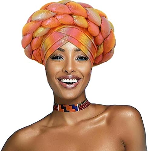 Woeoe beanie капаче за глава, двојна плетенка пред-врзана шамија на главата, изопачен африкански глава турбан за жени и девојчиња