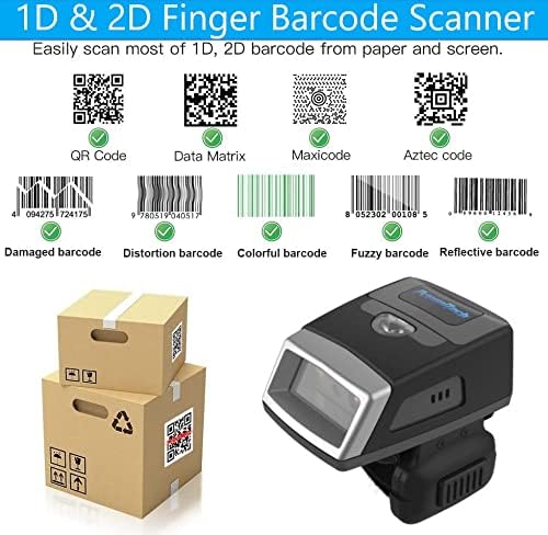 PosUnitech 2d безжичен Bluetooth Finger Barcode Scanner Mini Ring Scanner IP65 EF02 & 550mAh батерија што може да се замени безжичен сликар Zebra SE4107 Android iOS