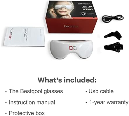 BestQool Очила за терапија со црвена светлина, црвена светлина од 660nm за очи, LED светлосни очила за подобрување на видот, олеснување