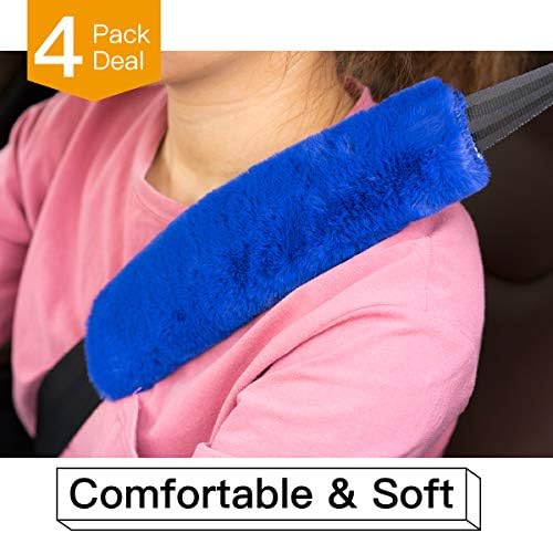Обвивки за безбедносен појас 4 пакет за возрасни и деца, влошки за рамо на седиштата на автомобилот, капакот на безбедносниот ремен за бременост, супер мекото крзно