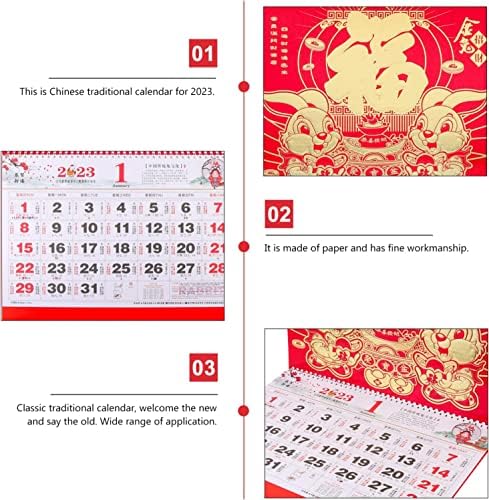 2023 Кинески Календар, семеен календар, 4 парчиња Закачен Канцелариски Распоред Зајачки Ѕид Неделни Услови За Домаќинство На Декор Биро