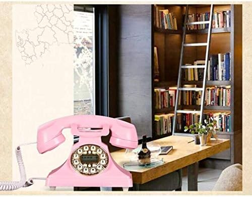 SXNBH Телефонски ретро гроздобер антички американски жичен дом фиксна фиксна телефонска линија, црна, розова фиксна телефон