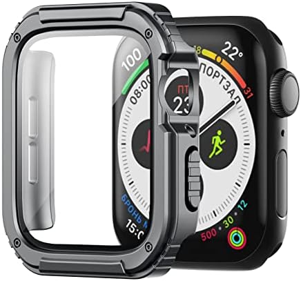 Suitisbest Цврст Случај Компатибилен за Apple Watch Серија 6/5/4/SE 44mm со Заштитник На Екранот Од Калено Стакло, Издржлив Заштитен
