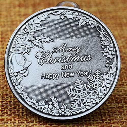 Среќен Божиќ И Среќна Нова Година Колекционерски Креативен Подарок Сребрена Колекција Сувенир Монета Комеморативна Монета