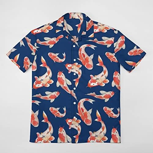 Кои риба со риба со кратки ракави копче надолу со кошула надолу со кошула плажа на врвот за мажи