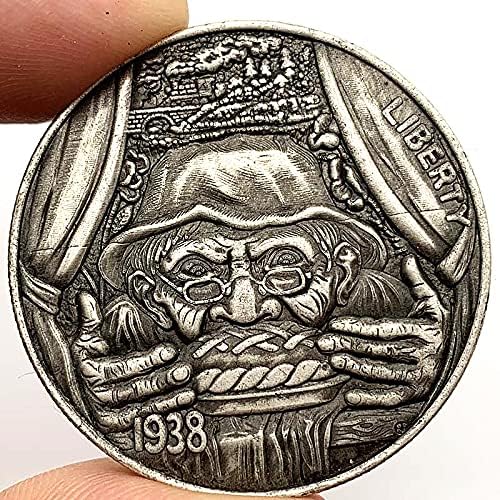 1938 година Американски бездомник старец Антички бакар и сребрен медал колекција монети за олеснување монети бакарни сребрени монети