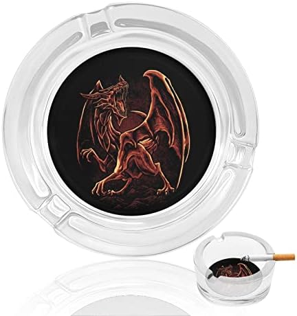 Црвен змеј Арт стакло од пепелници за цигари и цигари, држач за табела за табела за декорација на маса