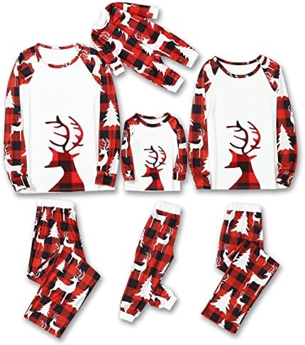 Мажи татко Божиќ сет семејна облека што одговара на печатење со долги ракави, панталони поставуваат панталони за пижами за семејни светла