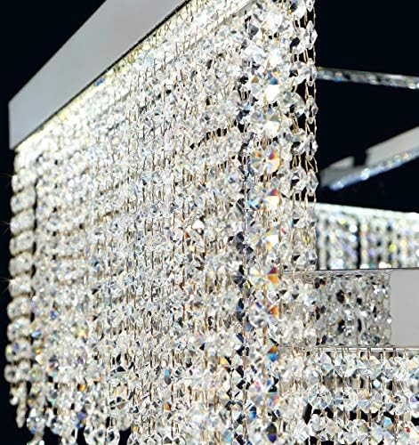 Еврофаза 30005-013 Роси геометриски завеси на кристално монистра LED линеарна светлина на приврзоци, 10-лесни 100 вкупно вати, 21 H x 9 W x 51 L, Chrome