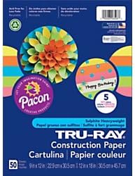 Тру-Реј градежна хартија во тешка категорија, топли разновидни бои, 12 x 18, 50 листови