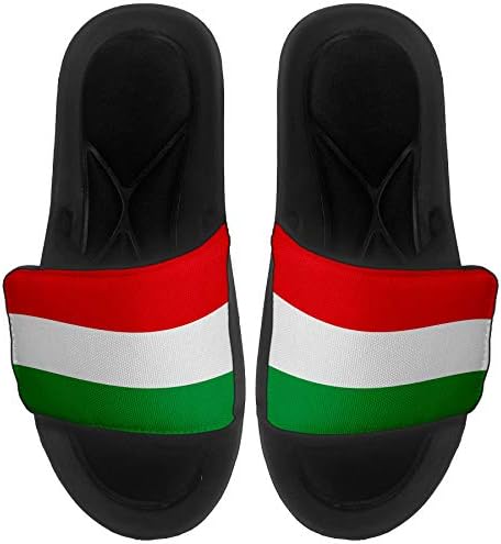 ExpressItbest Pushioned Slide -On сандали/слајдови за мажи, жени и млади - знаме на Унгарија - Унгарија знаме