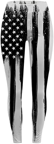 Американско знаме 4 -ти јули женски хеланки на стомакот Контрола на САД 4 -ти јули џогер панталони Обичен задник за кревање јога џогирање спорт