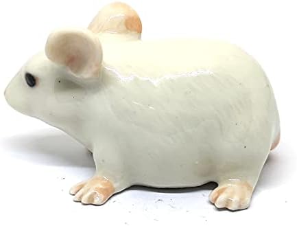 Зоокрафт керамички глушец стаорец фигурина бело животно рачно насликан порцелан колекционерски декор за дома