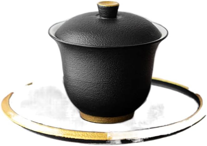 Лемаил перика Гаиван единечен голем керамички чај Кунг Фу чај сет црна грнчарија 盖碗 单 大号 陶瓷 茶杯 功夫 黑陶 黑陶