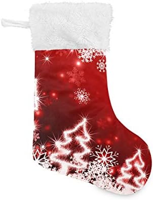 Алаза Божиќни чорапи Божиќно црвено дрво Класик Персонализирани големи декорации за порибување за семејни сезонски празници Декор 1 пакет, 17,7