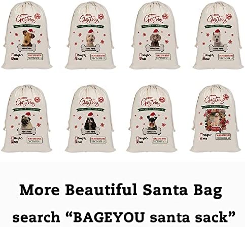 БАГЕ Смешни Аиредејл Териер Дедо Мраз Вреќи Персонализирани Торби За Ткаенини За Кучиња Со Божиќна Торба За Складирање За Сегашни